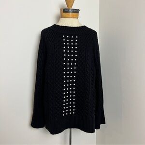Soft Surroundings Black Knit Pearl Design Long Sleeve Sweater size XS